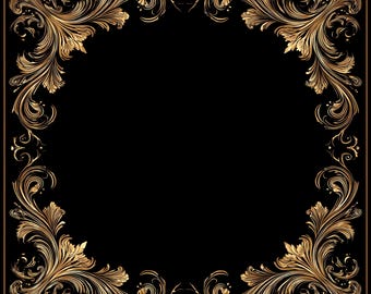 Gold Barock Rahmen Clipart Bundle: Vintage verzierte Ränder PNG JPG Digitaler Download