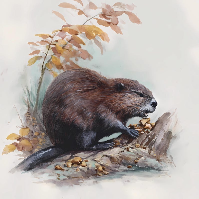 Watercolor Beaver Clipart Bundle: Woodland Animal Art (PNG JPG Digital ...
