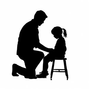 Vater und Tochter Silhouette Clipart Bundle - Emotionale Liebesmomente - Vater hilft Tochter - Familie JPG PNG für DIY Art
