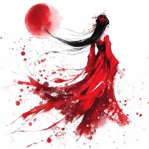 Imágenes prediseñadas abstractas de 8 geishas japonesas bailando, ilustración de geisha, imágenes prediseñadas de acuarela imprimibles, descarga digital, manualidades de papel, diario basura