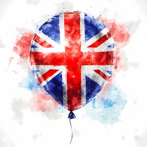 Lot de 8 cliparts jubilé de la fête royale | Drapeau du Royaume-Uni des cliparts de ballons d'anniversaire | Téléchargement instantané de fichiers PNG de haute qualité sur mur imprimable