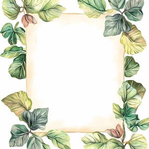 Paquete de 8 marcos de hojas de acuarela PNG para sublimación y manualidades: imágenes prediseñadas de borde botánico de alta resolución para manualidades de papel, tarjetas de invitación