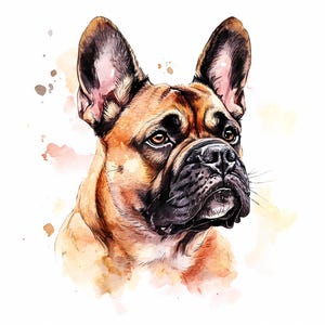 French Bulldog Clipart Set of 8, Watercolor Bulldog, Printable French Bulldog Watercolor clipart, High Quality Digital download, Paper craft