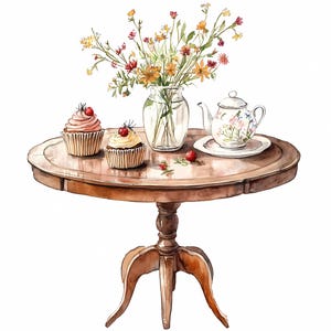 8 eleganti tazze da tè inglesi, clipart per festa del tè, clipart acquerello stampabile, JPG di alta qualità, download digitale, creazione di carta, diario di scarto