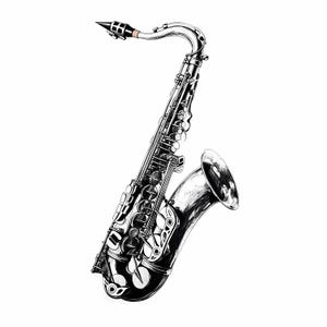 Conjunto de saxofone PNG de uma linha, clipart de saxofone preto e branco, clipart de instrumento musical de jazz, silhueta de saxofone PNG, scrapbooking