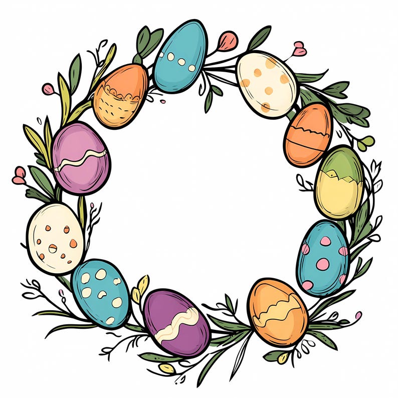 Floral Easter Egg Wreath PNG Clipart Set (digital Download) - Etsy