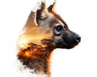 Watercolor Hyena Clipart Set of 9,Safari Animal PNG Images, Digital Download