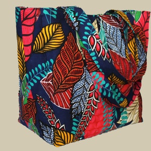 IFE Bright Botanical Print, Ankara, African Wax Cotton Tote Bag, Purse