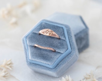 Details about / Heart Blue Velvet Wedding Ring Earring Jewelry Display Gift Box