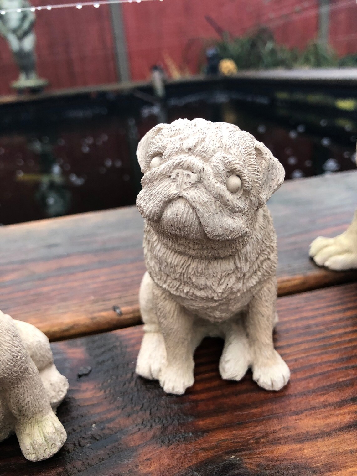 Set Of 3 Pugs Pug Dogs Concrete Garden Indoor Figure Statues Etsy