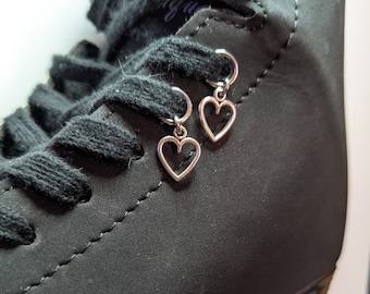 Set of 2 Heart Outline Shoelace Charms - Stylish & Durable w/ Thick Stainless Steel Jump Rings for All Footwear