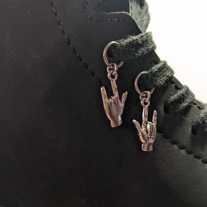 Set of 2 Rock-On Hand Shoelace Charms - Rebellious & Durable with Steel Jump Rings