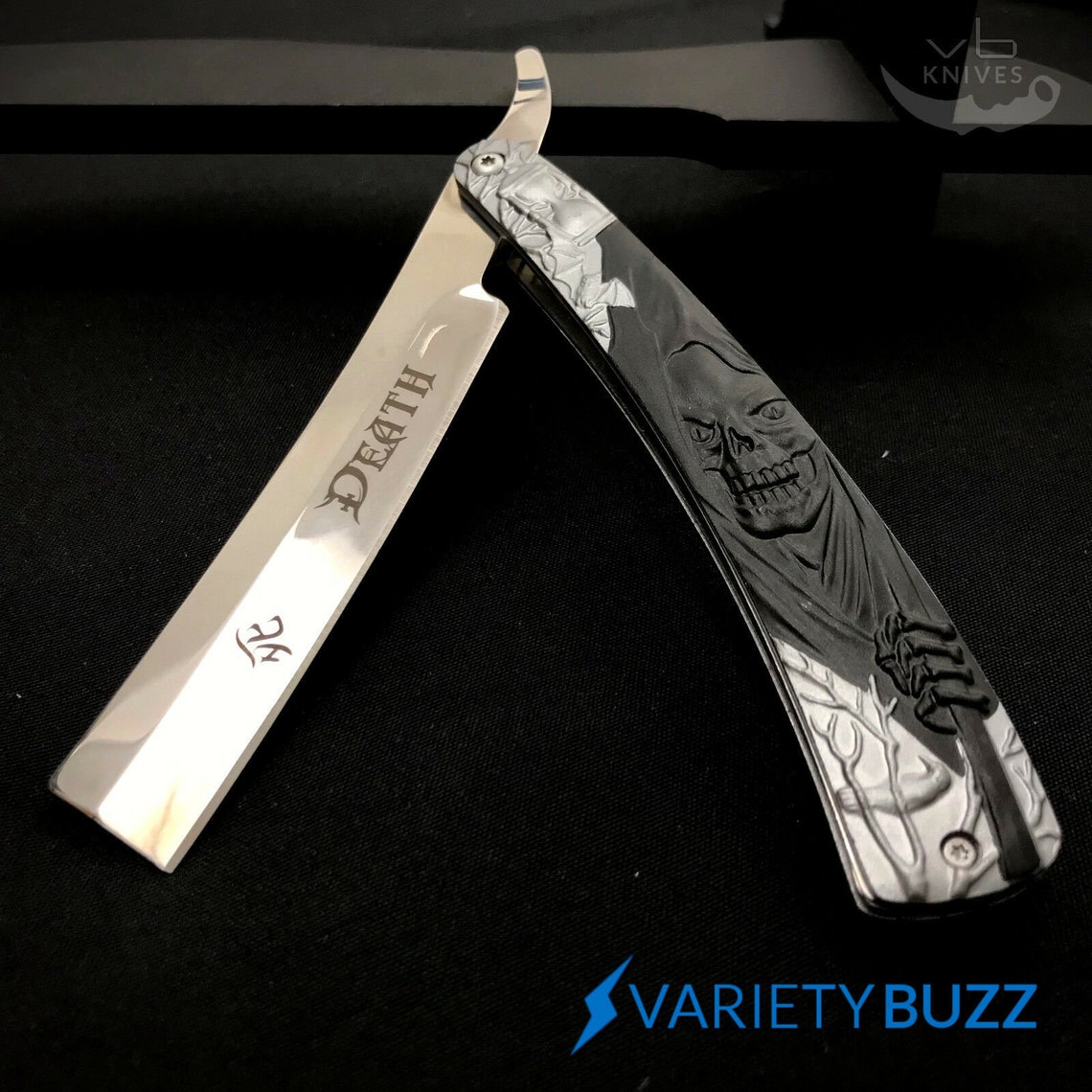 GRIM REAPER Straight Blade Barber Razor Folding Pocket Knife | Etsy