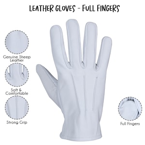 White Leather Gloves Dress Gloves SheepSkin Leather Gloves Driver Gloves image 5