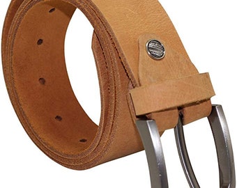 Cinturón de piel de búfalo para hombre: estilo casual con hebilla de peltre