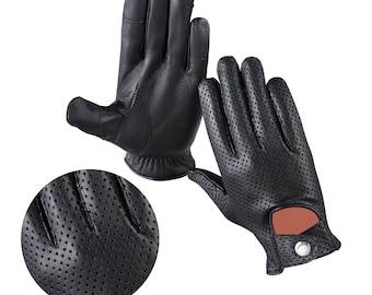 Guantes de conducir de piel de oveja: negro, tostado y marrón oscuro