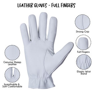 White Leather Gloves Dress Gloves SheepSkin Leather Gloves Driver Gloves image 3