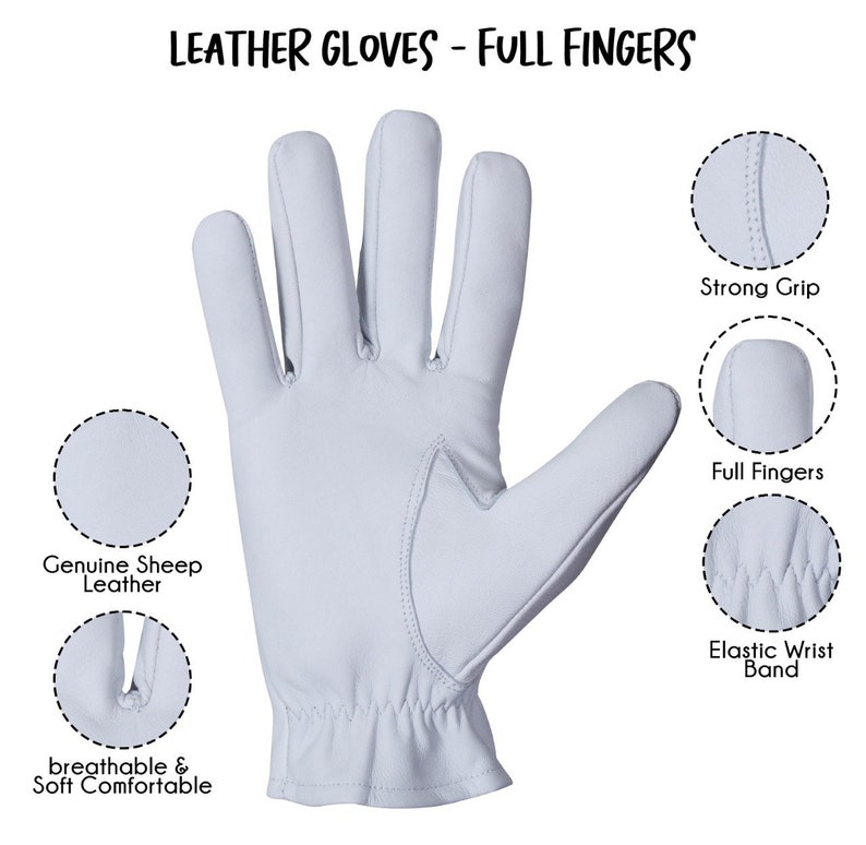 White Leather Gloves Dress Gloves SheepSkin Leather Gloves Driver Gloves image 3