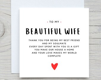 Birthday Card For Wife, Birthday Gift For Her, Wife Birthday Card, Romantic Birthday Card, Cute Birthday Card For Wife, For Her, For Partner