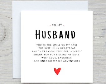 Carte d'anniversaire pour mari, carte d'anniversaire romantique pour mari, cadeau d'anniversaire pour lui, carte d'anniversaire simple, pour lui, pour partenaire
