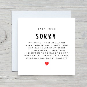 Baby I'm So Sorry Card, Apology Card, Forgive Me Card, Let's Make Up Card, I Messed Up Card, Can be personalised, Sorry I Love You Card