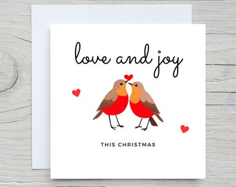 Rotkehlchen Weihnachtskarte für Freund, Freundin, Mann, Frau, Partner, romantische Weihnachtskarte, Liebe und Freude zu Weihnachten, Liebeskarte