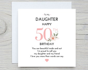 50th Birthday Card Daughter, Daughter Birthday Card, Beautiful Daughter Gift, 50th Birthday Card Daughter, Gift For Her, Gift For Her 50th