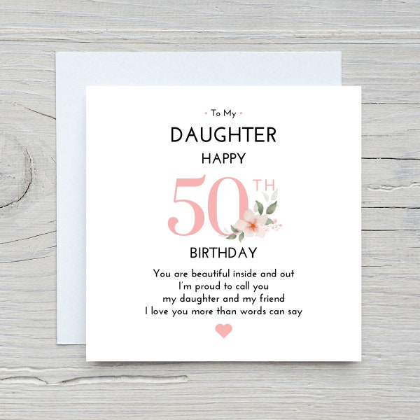 50th Birthday Card Daughter, Daughter Birthday Card, Beautiful Daughter Gift, 50th Birthday Card Daughter, Gift For Her, Gift For Her 50th