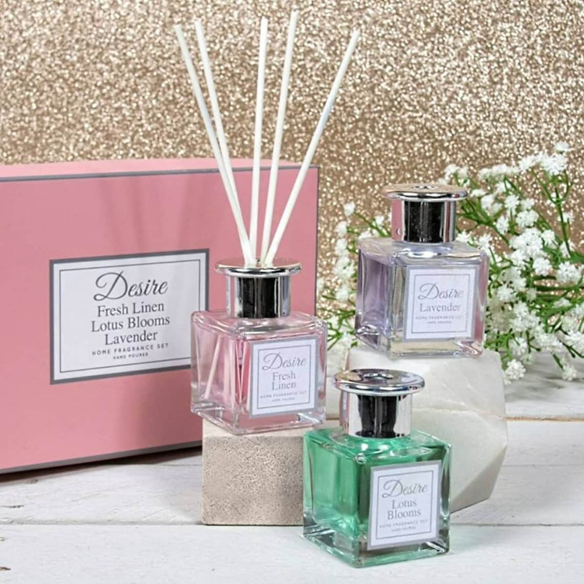 Gift Set Desire Home Fragrance Reed Diffuser Fresh Linen Etsy