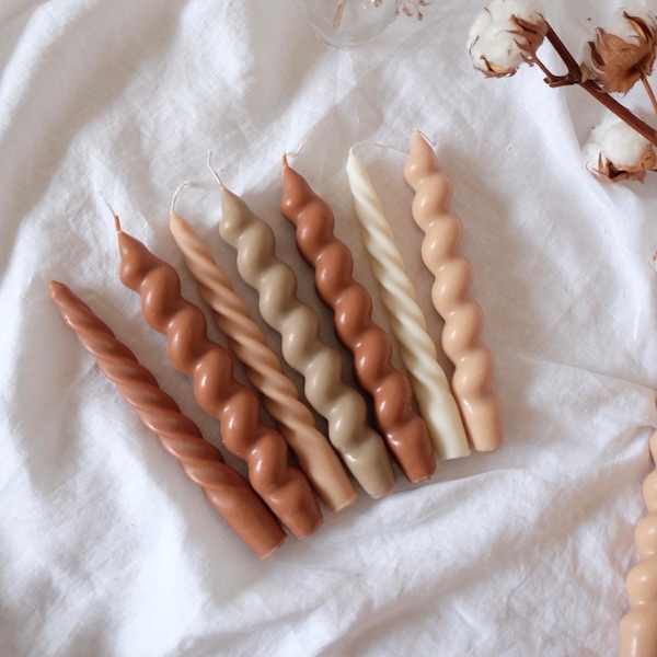 Chunky Twisted Pillar Candle: Decorative Soy Wax Table Candle