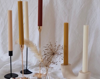 Taper Ribbed Candles | Tall Ribbed Pillar Candle |Column ribbed candle | Table Candle | Dinner Candle | Decorative Candle |