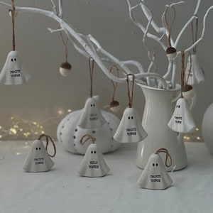 Hanging Ghost Decoration | Porcelain Hanging Ghost | Halloween Decor | Autumnal Decorations |Fall | Autumn | Spooky Season