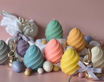 Spiral Easter egg candles | Spring candles | Egg candles |Scented Candles | Soy Wax Candles | Vegan candles | Pillar Colourful Candles