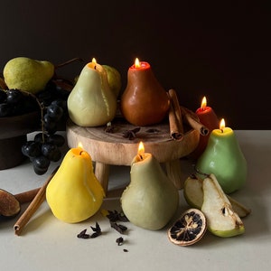 Pear-shaped candles | Pear Fruit Candles | Scented Candles | Soy Wax Candles | Vegan candles | Autumn decor