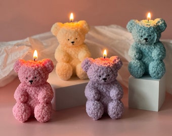 Colours Teddy Bear Candle | Cute Candle | Scented Candle | Valentine's Candle | Vegan Candle | Valentine's Gift | Soy Wax | Cute Teddy
