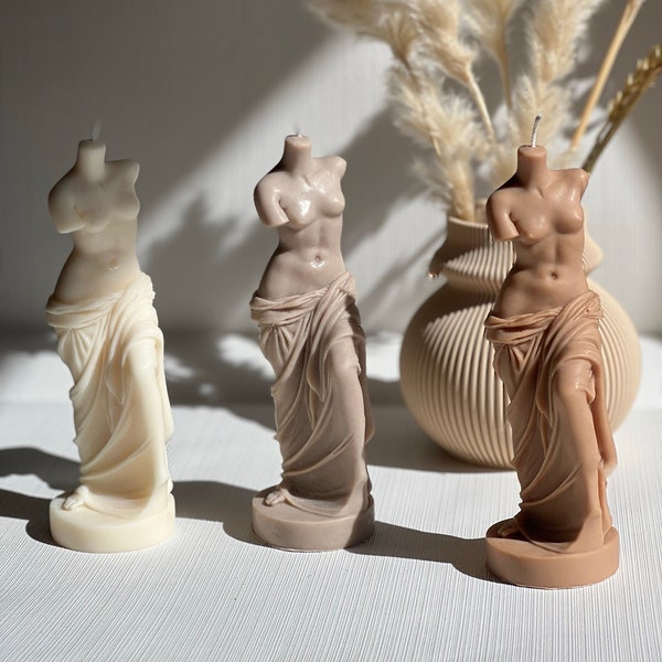 Venus di Milo Göttinnen Statue Kerze | Venus Göttin Kerze Venus Statue Kerze | Nackte Frau Kerze | Vegan | Weiblicher Torso aus Sojawachs