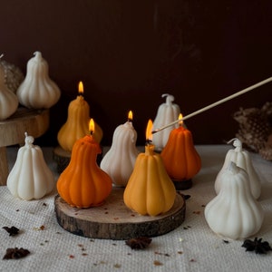 Bougie citrouille d&#39;automne : bougie parfumée à la cire de soja, décoration d&#39;automne