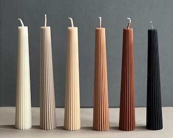 Greko Column Ribbed Candles |  Ribbed Pillar Candle | Dinner Table Candle | Dinner Candle | Decorative Candle | Taper candles
