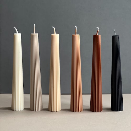Greko Column Ribbed Candles Ribbed Pillar Candle Dinner Etsy Canada