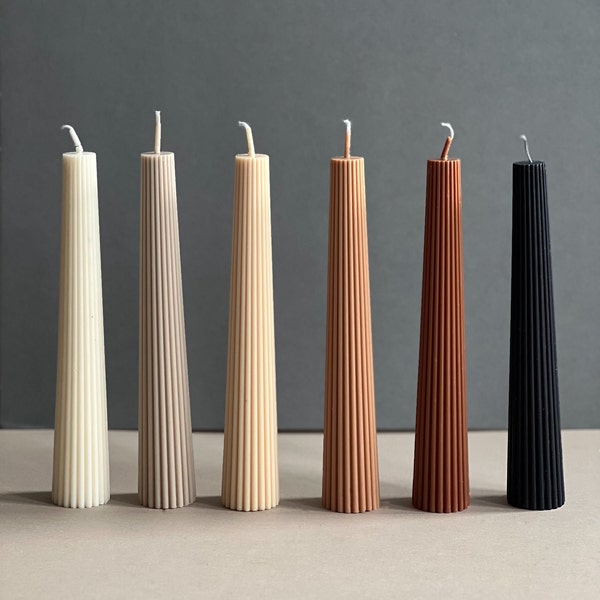 Greko Column Ribbed Candles |  Ribbed Pillar Candle | Dinner Table Candle | Dinner Candle | Decorative Candle | Taper candles