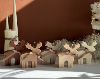 Reindeer candle | Christmas present | Scented candle | Decorative Christmas candles| festive candle | Elk | xmas Pillar candle