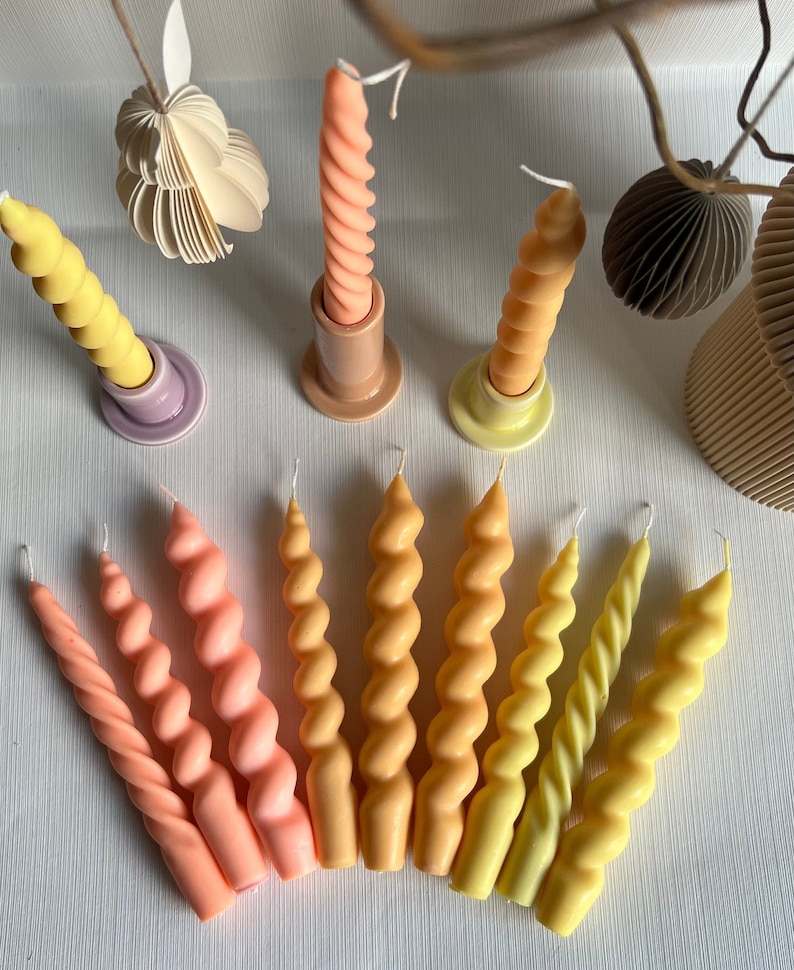Taper Twisted Pillar Candles Spiral Taper Candles Twisted Etsy