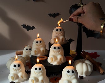 Handgefertigte Geist Sojawachs Kerzen: Gruselige Halloween Dekoration