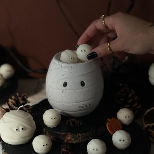 Brûleur de cire fantôme momie | Brûleur à mazout | Brûleur de lanterne effrayante | Halloween | Décoration d'intérieur d'automne | Décorations d'automne | Chauffe-bougie