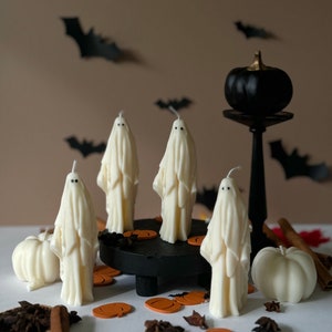 Handmade Ghost Candle: Spooky Halloween Decor, Soy Wax
