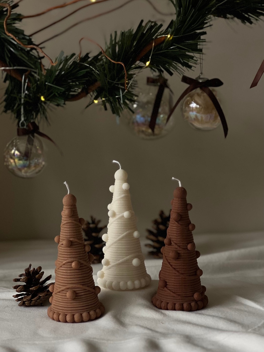 Dotted Christmas Tree Candle Christmas Present Decorative Christmas