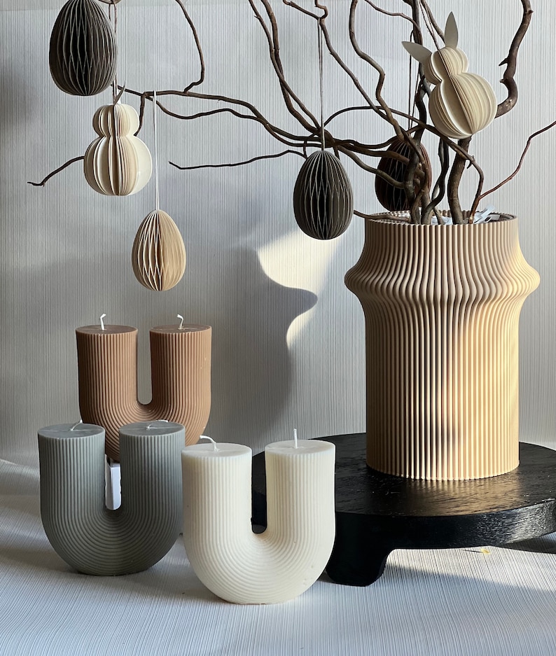 Extra Large U Shaped Candle Ribbed Candle XL U Candle Etsy UK