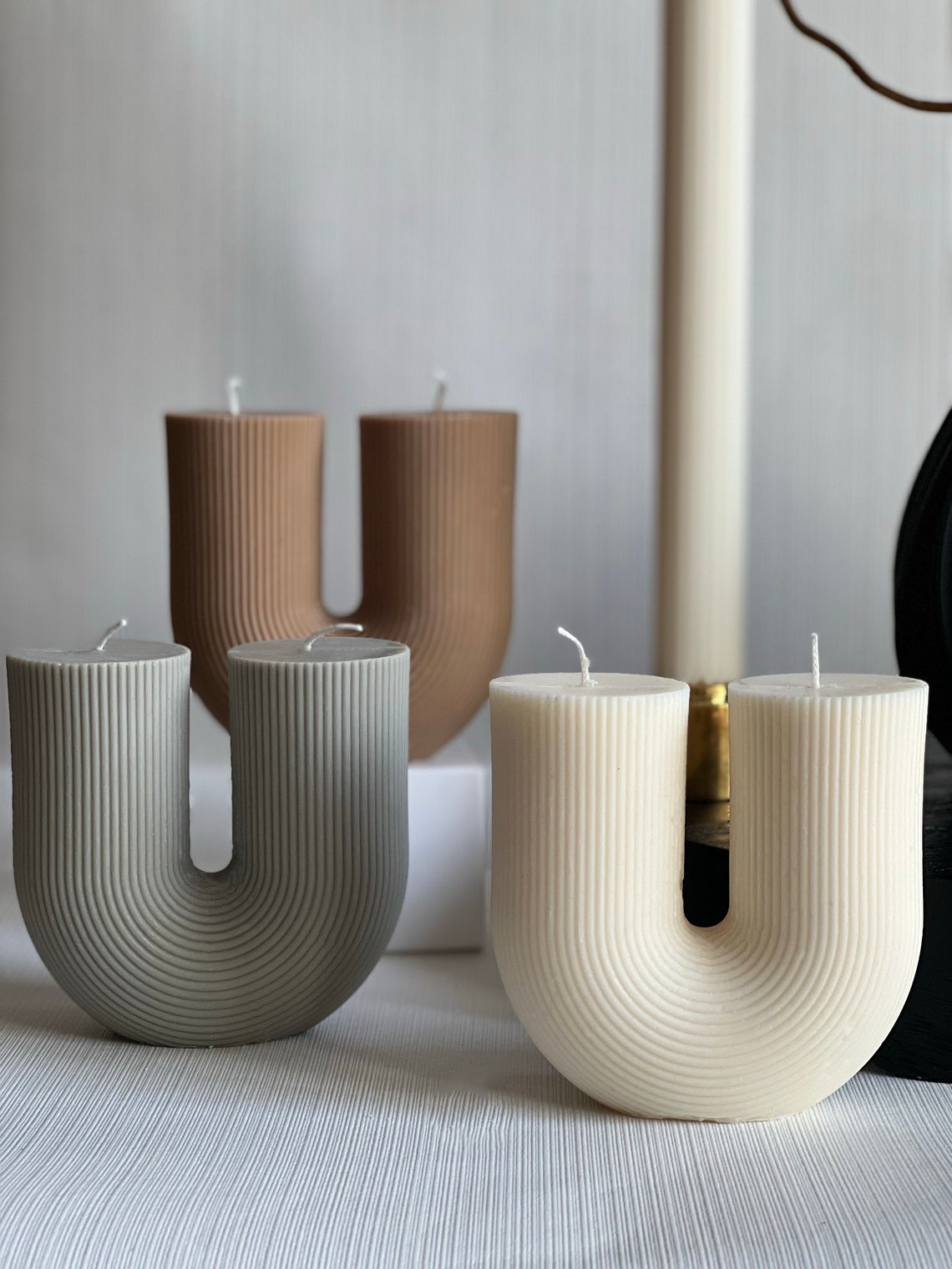 Extra Large U Shaped Candle Ribbed Candle XL U Candle Etsy UK