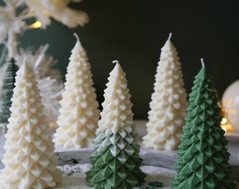 Snowy Pine Tree Candle | Decorative Soy Pillar Candle
