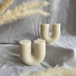 U shaped candle Ribbed candle U candle Home-decor candle Aesthetic candle Pillar candle Soy candle Vegan candle image 7